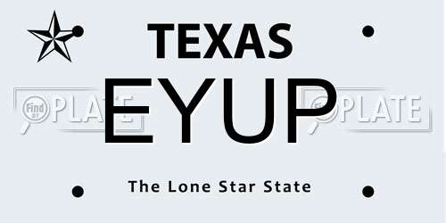 EYUP Texas License Plate