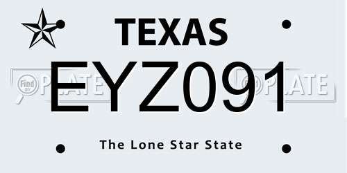 EYZ091 Texas License Plate