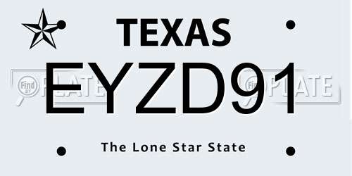 EYZD91 Texas License Plate
