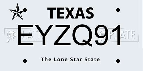 EYZQ91 Texas License Plate