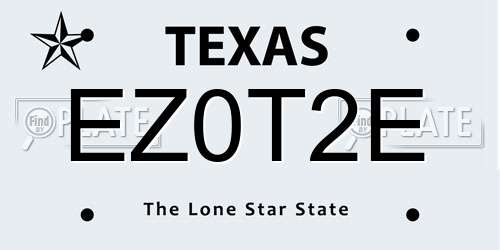 EZ0T2E Texas License Plate