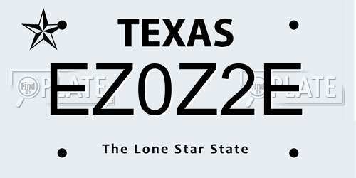EZ0Z2E Texas License Plate