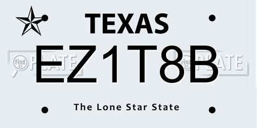 EZ1T8B Texas License Plate
