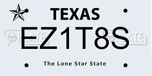EZ1T8S Texas License Plate