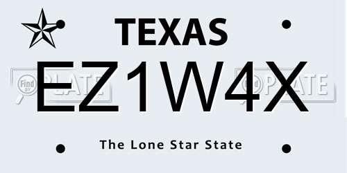 EZ1W4X Texas License Plate