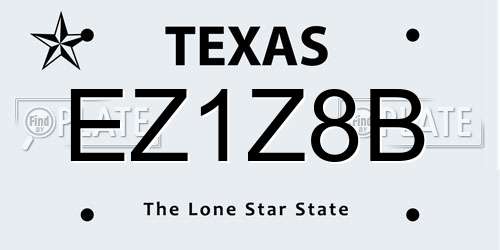 EZ1Z8B Texas License Plate