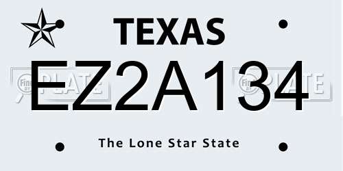 EZ2A134 Texas License Plate