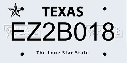 EZ2B018 Texas License Plate