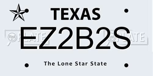 EZ2B2S Texas License Plate