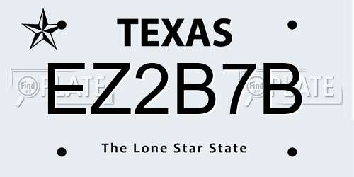 EZ2B7B Texas License Plate
