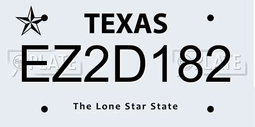EZ2D182 Texas License Plate