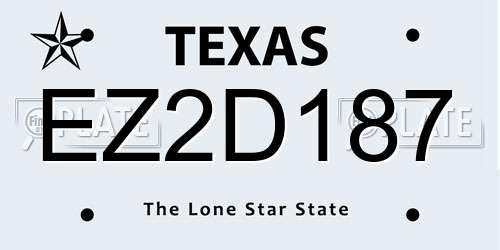 EZ2D187 Texas License Plate