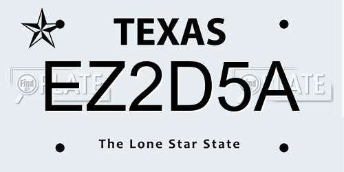 EZ2D5A Texas License Plate