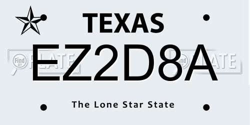 EZ2D8A Texas License Plate