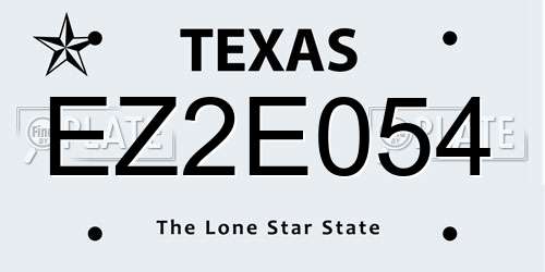EZ2E054 Texas License Plate
