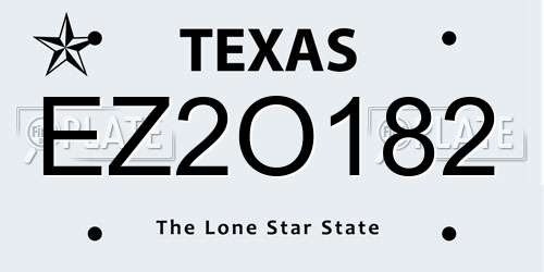 EZ2O182 Texas License Plate