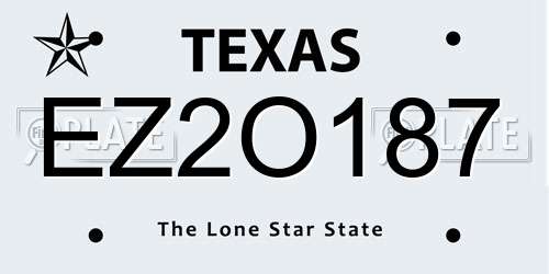 EZ2O187 Texas License Plate