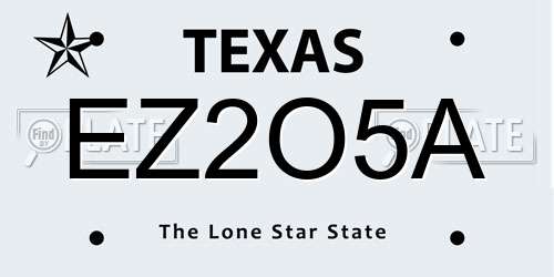 EZ2O5A Texas License Plate