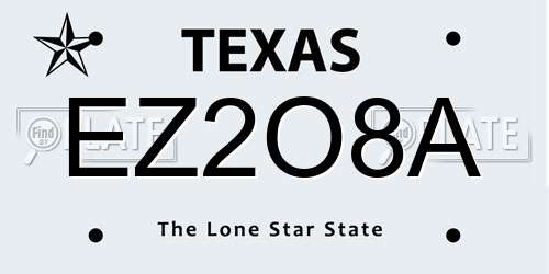 EZ2O8A Texas License Plate