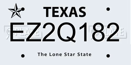 EZ2Q182 Texas License Plate