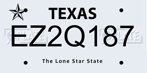 EZ2Q187 Texas License Plate