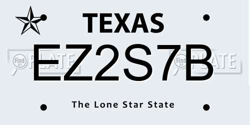 EZ2S7B Texas License Plate