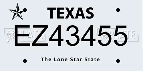 EZ43455 Texas License Plate