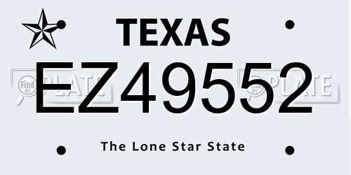 EZ49552 Texas License Plate