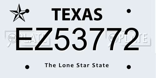 EZ53772 Texas License Plate