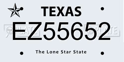 EZ55652 Texas License Plate