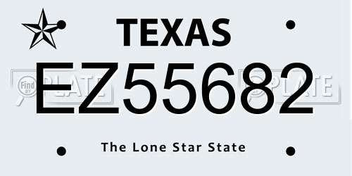 EZ55682 Texas License Plate