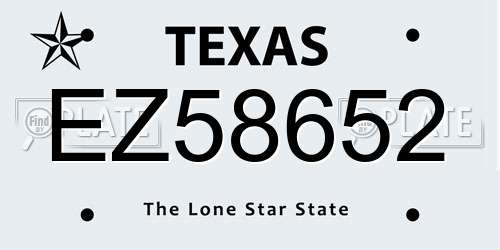 EZ58652 Texas License Plate