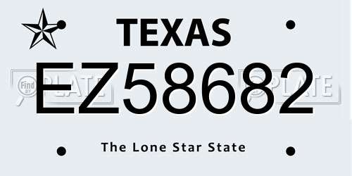 EZ58682 Texas License Plate