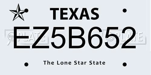 EZ5B652 Texas License Plate