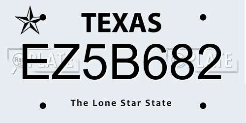 EZ5B682 Texas License Plate