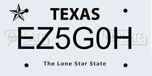 EZ5G0H Texas License Plate