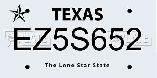 EZ5S652 Texas License Plate