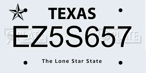 EZ5S657 Texas License Plate