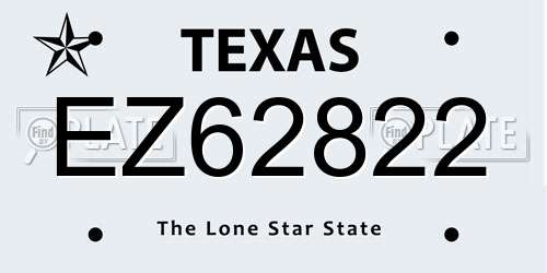 EZ62822 Texas License Plate