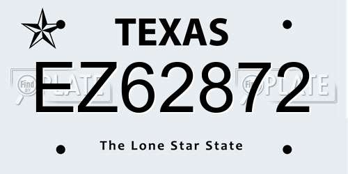 EZ62872 Texas License Plate