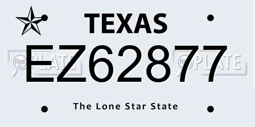 EZ62877 Texas License Plate