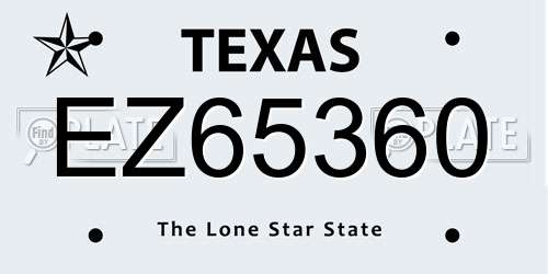 EZ65360 Texas License Plate