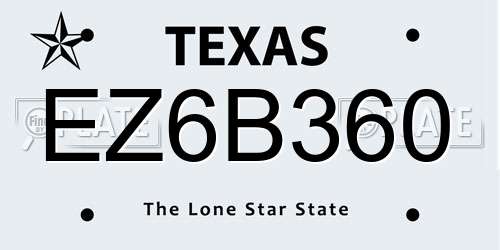 EZ6B360 Texas License Plate