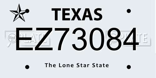 EZ73084 Texas License Plate