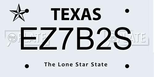 EZ7B2S Texas License Plate