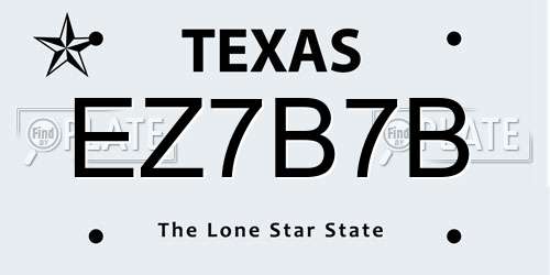 EZ7B7B Texas License Plate