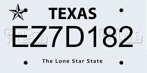 EZ7D182 Texas License Plate