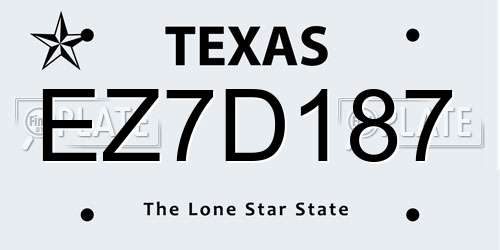 EZ7D187 Texas License Plate