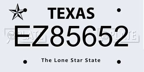 EZ85652 Texas License Plate