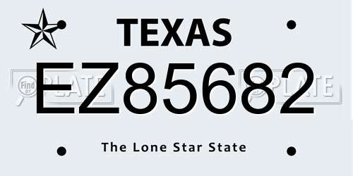 EZ85682 Texas License Plate